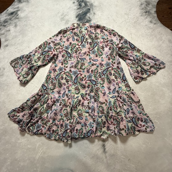 Goldenpoint Blouse Womens Size 8‎ Pink Multicolored Paisley Kimono 3/4 Sleeve - Picture 2 of 11